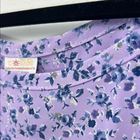 Vintage Lilac Floral Slip Dress Purple Flower Feminine Strap Petite Vacation - Picture 4 of 11